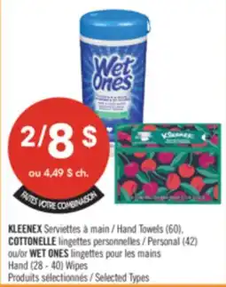 Pharmaprix KLEENEX Hand Towels (60), COTTONELLE Personal (42) or WET ONES Hand (28 - 40) Wipes offer
