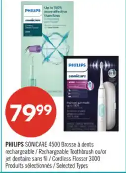 Pharmaprix PHILIPS SONICARE 4500 Rechargeable Toothbrush or Cordless Flosser 3000 offer