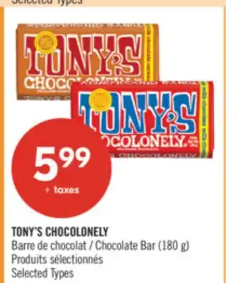 Pharmaprix TONY'S CHOCOLONELY Chocolate Bar offer