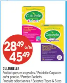 Pharmaprix CULTURELLE Probiotic Capsules or Powder Sachets offer
