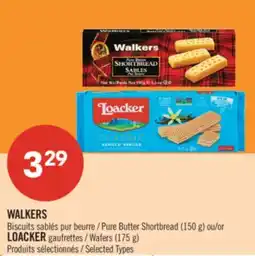 Pharmaprix WALKERS Pure Butter Shortbread (150 g) or LOACKER Wafers (175 g) offer