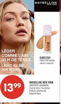 Pharmaprix MAYBELLINE NEW YORK SUPERSTAY LUMI MATTE Foundation offer