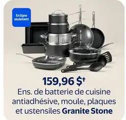 Walmart Ens. de batterie de cuisine antiadhésive, moule, plaques et ustensiles Granite Stone offer