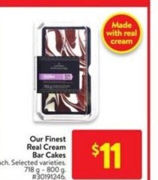 Walmart Our finest real cream bar cakes offer