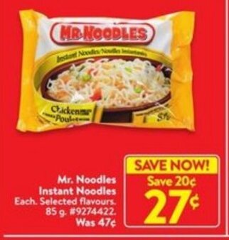 Walmart Mr.noodles instant noodles offer