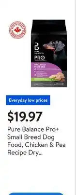 Walmart Pure Balance Pro+ Small Breed Dog Food, Chicken & Pea Recipe Dry Dog Food offer