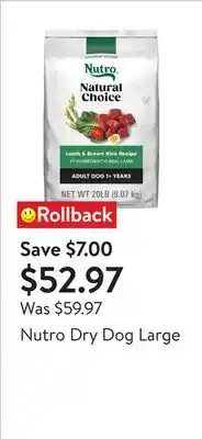 Walmart Nutro Dry Dog Large offer