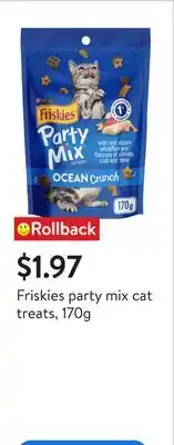 Walmart Friskies party mix cat treats, 170g offer