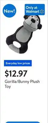 Walmart Gorilla/Bunny Plush Toy offer