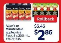 Walmart Allen's or Minute Maid apple juice offer