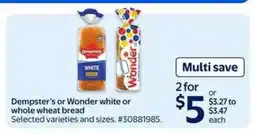 Walmart Dempster's or Wonder White or Whole Wheat Bread offer