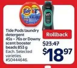 Walmart Tide Pods laundry detergent or Downy scent booster beads offer