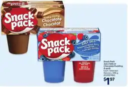 Walmart Snack Pack Juicy Gels or Chocolate Pudding 4-pack offer