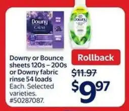 Walmart Downy or Bounce sheets / Downy fabric rinse offer