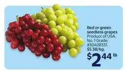 Walmart RED OR GREEN SEEDLESS GRAPES offer