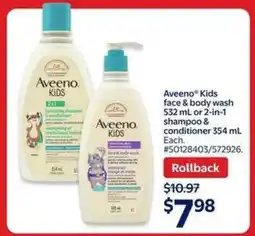 Walmart Aveeno Kids Face & Body Wash or 2-in-1 Shampoo & Conditioner offer