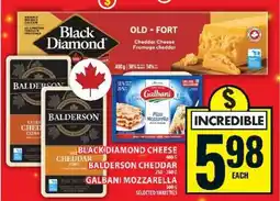 Food Basics Black Diamond Cheese, Balderson Cheddar, Galbani Mozzarella offer
