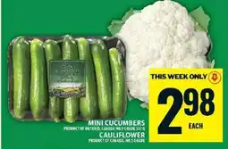 Food Basics Mini Cucumbers and Cauliflower offer