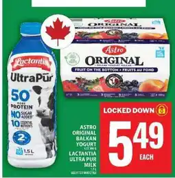 Food Basics Astro Original Balkan Yogurt & Lactantia Ultra Pur Milk offer