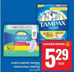 Food Basics ALWAYS SANITARY NAPKINS TAMPAX PEARL TAMPONS offer