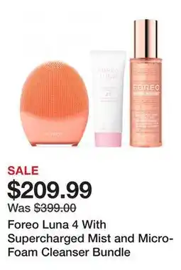 TSC Stores Foreo Luna 4 With Supercharged Mist and Micro-Foam Cleanser Bundle offer