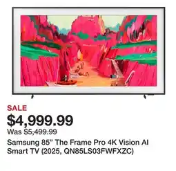 TSC Stores Samsung 85 The Frame Pro 4K Vision AI Smart TV (2025, QN85LS03FWFXZC) offer