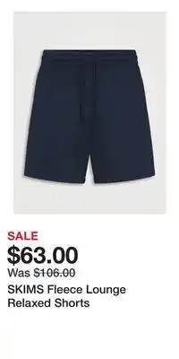 Holt Renfrew SKIMS Fleece Lounge Relaxed Shorts offer