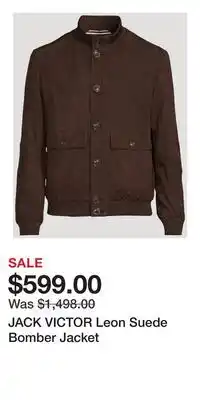 Holt Renfrew JACK VICTOR Leon Suede Bomber Jacket offer