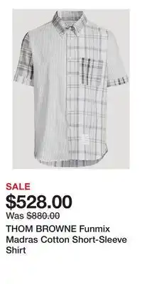 Holt Renfrew THOM BROWNE Funmix Madras Cotton Short-Sleeve Shirt offer