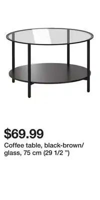 IKEA Coffee table, black-brown/glass, 75 cm (29 1/2 ) offer