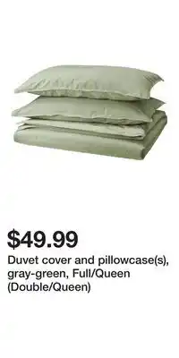 IKEA Duvet cover and pillowcase(s), gray-green, Full/Queen (Double/Queen) offer