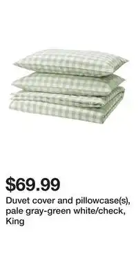 IKEA Duvet cover and pillowcase(s), pale gray-green white/check, King offer