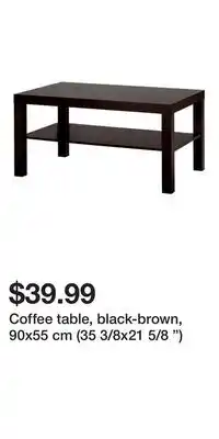 IKEA Coffee table, black-brown, 90x55 cm (35 3/8x21 5/8 ) offer