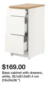 IKEA Base cabinet with drawers, white, 38.1x61.0x91.4 cm (15x24x36 ) offer