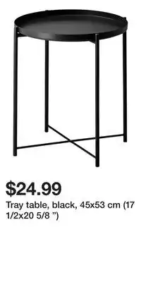 IKEA Tray table, black, 45x53 cm (17 1/2x20 5/8 ) offer