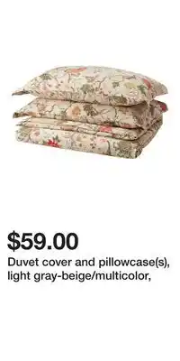 IKEA Duvet cover and pillowcase(s), light gray-beige/multicolor offer