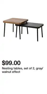 IKEA Nesting tables, set of 2, gray/walnut effect offer