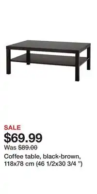 IKEA Coffee table, black-brown, 118x78 cm (46 1/2x30 3/4 ) offer