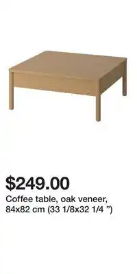 IKEA Coffee table, oak veneer, 84x82 cm (33 1/8x32 1/4 ) offer