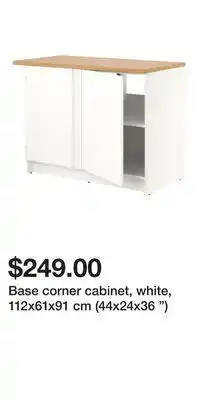 IKEA Base corner cabinet, white, 112x61x91 cm (44x24x36 ) offer