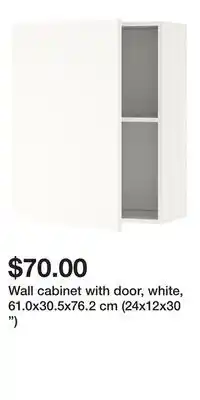 IKEA Wall cabinet with door, white, 61.0x30.5x76.2 cm (24x12x30 ) offer
