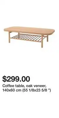 IKEA Coffee table, oak veneer, 140x60 cm (55 1/8x23 5/8 ) offer
