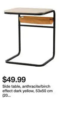 IKEA Side table, anthracite/birch effect dark yellow, 53x50 cm (20 7/8x19 5/8 ) offer