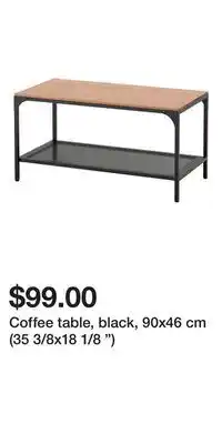IKEA Coffee table, black, 90x46 cm (35 3/8x18 1/8 ) offer