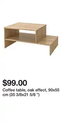 IKEA Coffee table, oak effect, 90x55 cm (35 3/8x21 5/8 ) offer