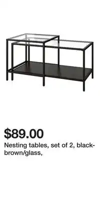 IKEA Nesting tables, set of 2, black-brown/glass offer