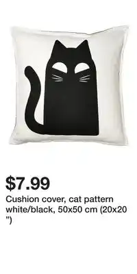 IKEA Cushion cover, cat pattern white/black, 50x50 cm (20x20 ) offer