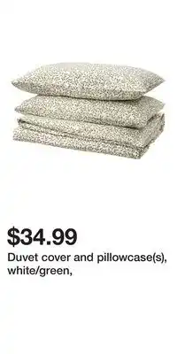 IKEA Duvet cover and pillowcase(s), white/green offer