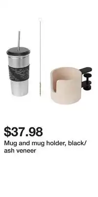 IKEA Mug and mug holder, black/ash veneer offer
