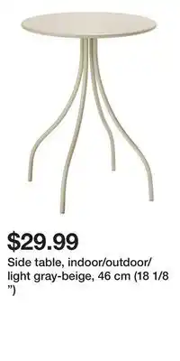 IKEA Side table, indoor/outdoor/light gray-beige, 46 cm (18 1/8 ) offer